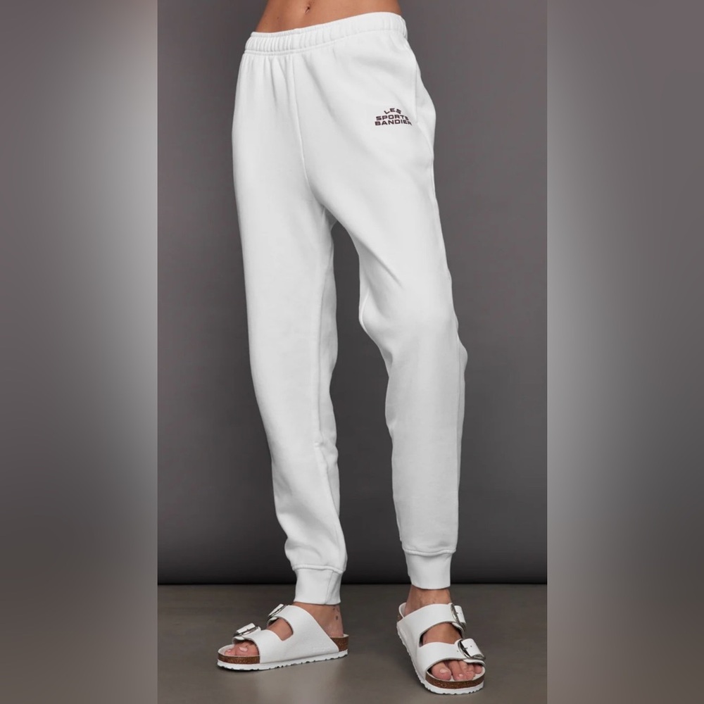 Bandier NWT Les Sports joggers in White Front Pockets Mid Rise Relaxed Fit S